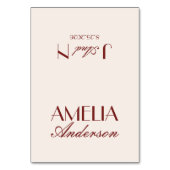 Fancy Burgundy Cream Classy Wedding Place Cards テーブルナンバー (正面)
