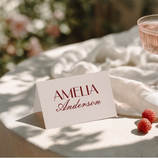 Fancy Burgundy Cream Classy Wedding Place Cards テーブルナンバー