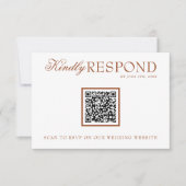 Fancy Burnt Orange Terracotta QR Code Wedding 出欠カード (正面)
