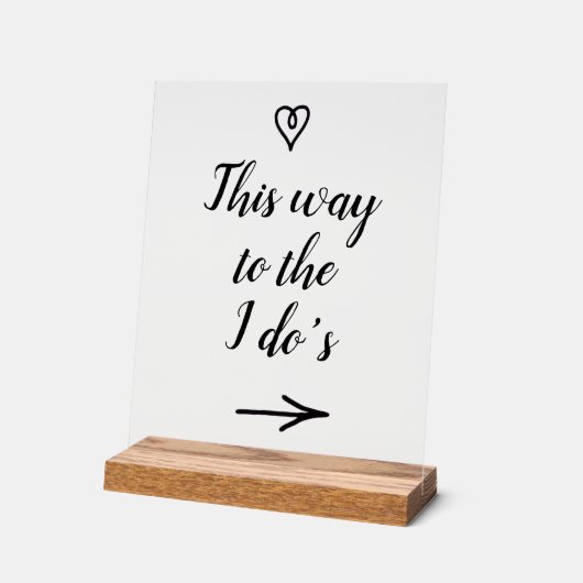 Fancy Calligraphy This Way to the I Do's Wedding アクリルサイン (傾斜)