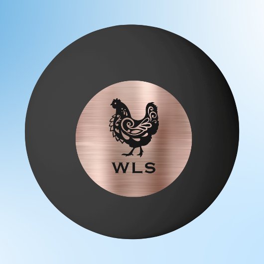 Fancy Chicken Silhouette in Faux Copper n Black 卓球ボール