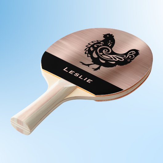 Fancy Chicken Silhouette in Faux Copper n Black    卓球ラケット