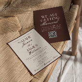 Fancy Chocolate Brown Old Money QR Code Wedding 招待状