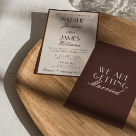 Fancy Chocolate Brown Old Money Retro Wedding 招待状