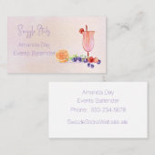 Fancy Cocktail Watercolor Bartender Business Card 名刺 (正面/裏面)