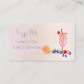 Fancy Cocktail Watercolor Bartender Business Card 名刺 (正面)