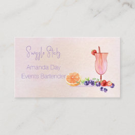 Fancy Cocktail Watercolor Bartender Business Card 名刺