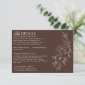 Fancy Dark Cocoa Floral Boho Chic Wedding Details エンクロージャーカード (スタンド正面)
