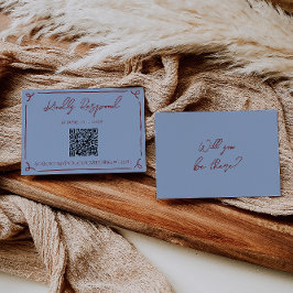 Fancy Deep Red Blue Frame Whimsy Wedding QR Code 出欠カード