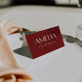 Fancy Deep Red Cream Old Money Wedding Place Cards テーブルナンバー