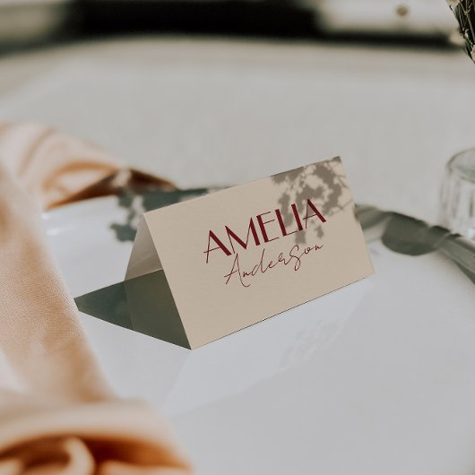 Fancy Deep Red Cream Old Money Wedding Place Cards テーブルナンバー