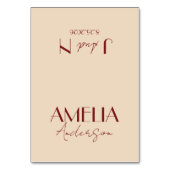 Fancy Deep Red Cream Old Money Wedding Place Cards テーブルナンバー (正面)