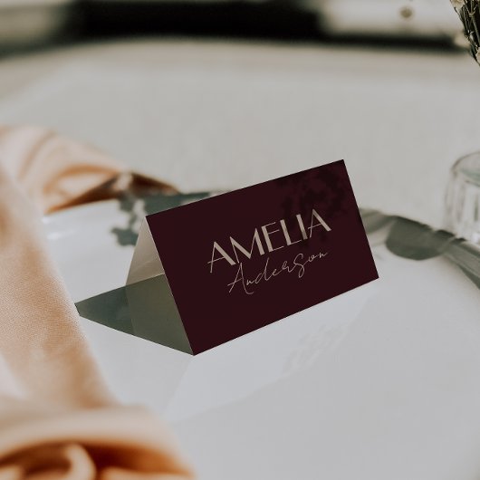 Fancy Deep Red Gold Old Money Wedding Place Cards テーブルナンバー