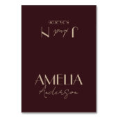 Fancy Deep Red Gold Old Money Wedding Place Cards テーブルナンバー (正面)