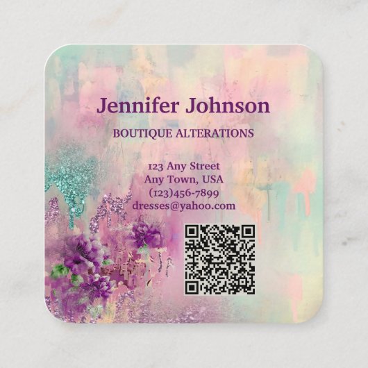 Fancy Dresses Tailor Abstract Glitter スクエア名刺 (裏面)