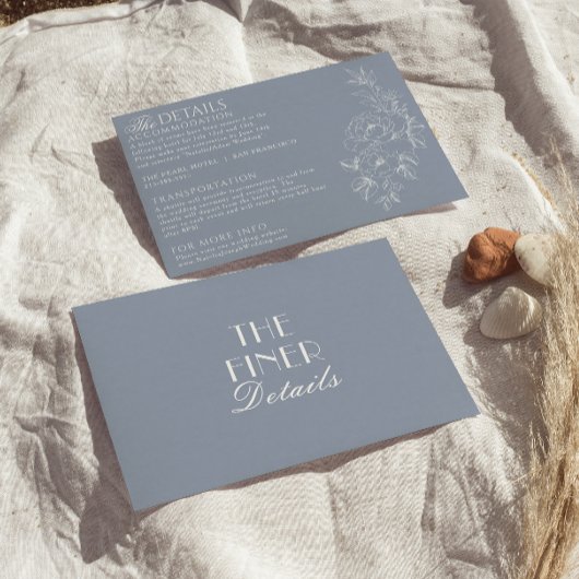 Fancy Dusty Blue Floral Boho Chic Wedding Details エンクロージャーカード