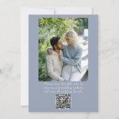 Fancy Dusty Blue Floral QR Code Photo Wedding 招待状 (裏面)