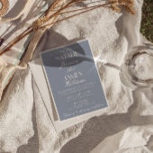 Fancy Dusty Blue Old Money Classic QR Code Wedding 招待状