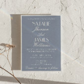 Fancy Dusty Blue Old Money Retro Classic Wedding  招待状
