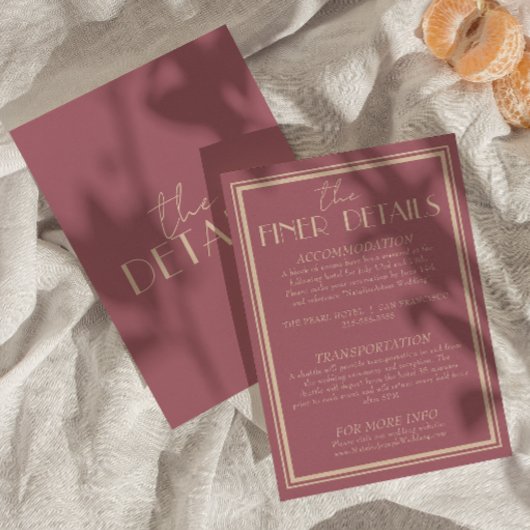 Fancy Dusty Rose Ivory Old Money Wedding Details  エンクロージャーカード