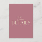 Fancy Dusty Rose Ivory Old Money Wedding Details  エンクロージャーカード (裏面)