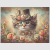 Fancy Elegant Feline Floral Decoupage  薄葉紙 (正面)