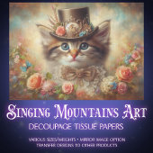 Fancy Elegant Feline Floral Decoupage  薄葉紙