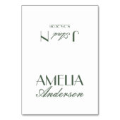 Fancy Emerald Green Old Money Wedding Place Cards テーブルナンバー (正面)