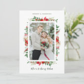 Fancy First Christmas Poinsettias Frame Photo シーズンカード (スタンド正面)