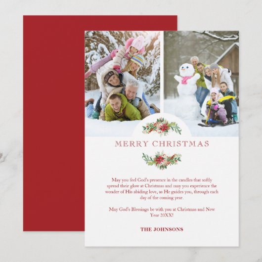 Fancy Floral Poinsettias Garland Christmas Photos (正面/裏面)