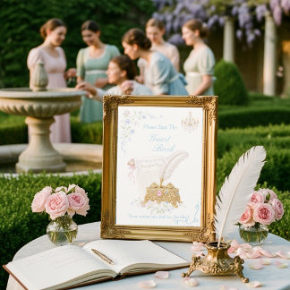 Fancy Floral Regency Era Guest Book  Sign 招待状