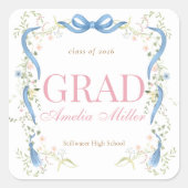 Fancy Florals Graduation スクエアシール (正面)