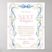 Fancy Florals Graduation Next Chapter Sign ポスター (正面)