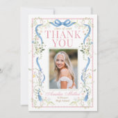 Fancy Florals Graduation Thank You Card 招待状 (正面)