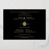 Fancy Frame Flowers Be our Guest Black Wedding 箔招待状 (裏面)