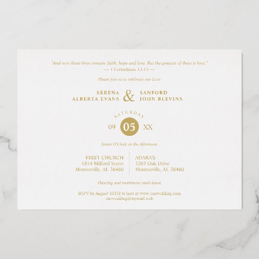 Fancy Frame Flowers Be our Guest White Wedding 箔招待状 (裏面)