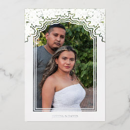 Fancy Frame Photo Wedding Flowers & Branches 箔招待状