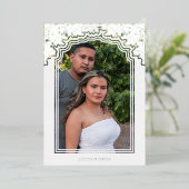 Fancy Frame Photo Wedding Flowers & Branches 箔招待状 (立ち正面)