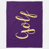 Fancy Fun GOLF Script Deep Purple Background フリースブランケット (正面)