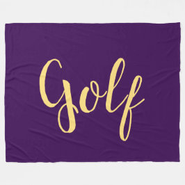Fancy Fun GOLF Script Deep Purple Background フリースブランケット