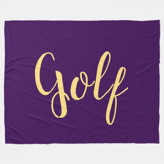 Fancy Fun GOLF Script Deep Purple Background フリースブランケット (正面(横))
