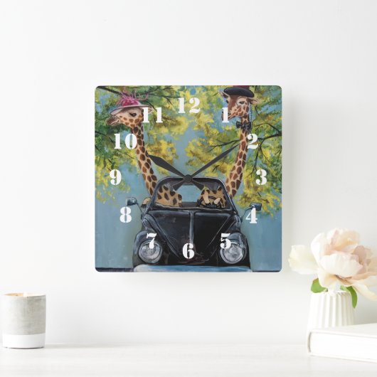 Fancy Giraffe スクエア壁時計 (ホーム)