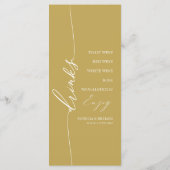 Fancy Gold 4x9 Wedding Drink Menu Card For Plate メニュー (裏面)