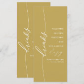 Fancy Gold 4x9 Wedding Drink Menu Card For Plate メニュー (正面/裏面)