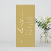 Fancy Gold 4x9 Wedding Drink Menu Card For Plate メニュー (スタンド正面)