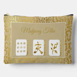 Fancy Gold and Tan Mahjong Tile Pouch アクセサリーポーチ