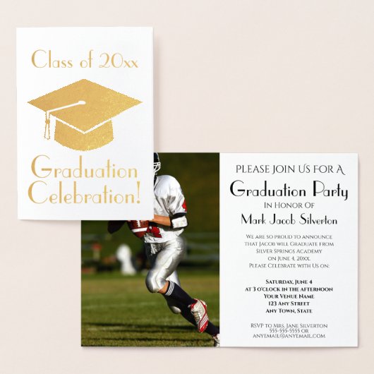 Fancy Gold Foil Graduation Party Invitation 箔カード (ディスプレー)