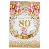 Fancy Gold Number 80th Birthday Blush Floral Gift  ミディアムペーパーバッグ (裏面)