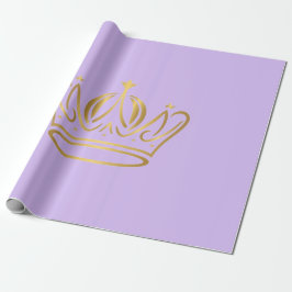 fancy golden crown iconed purple gift  ラッピングペーパー