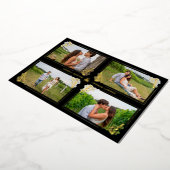 Fancy Golden Minimalist Branches Frame 4 Photos 箔招待状 (回転した状態)